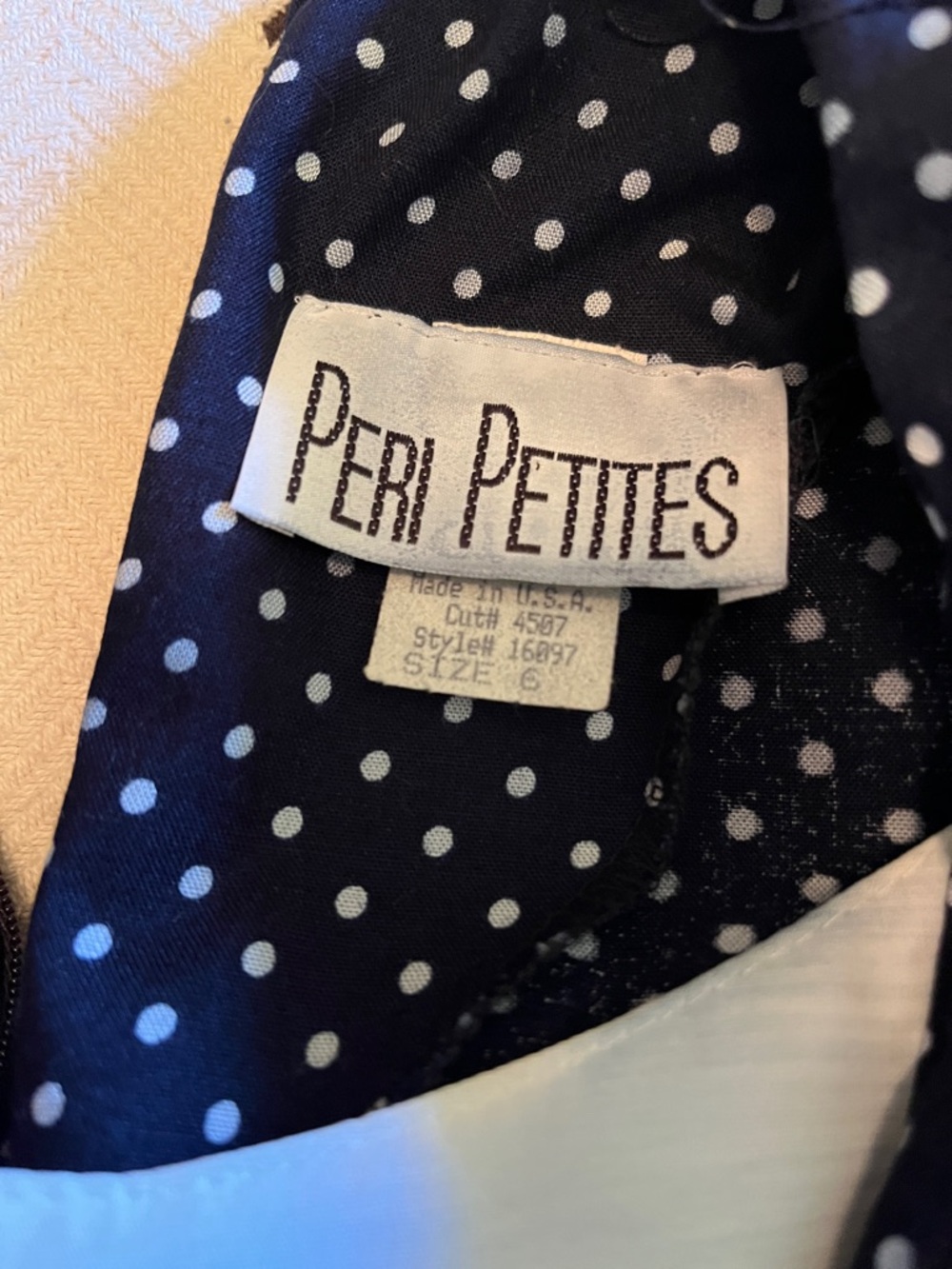 Vintage Navy Polka Dot Midi Dress with Wrap Bodice made in USA - Picture 3 of 14